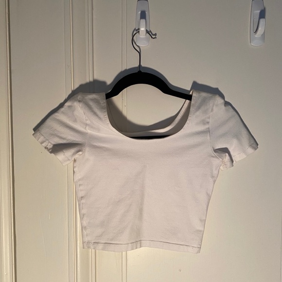 American Apparel White T-shirt Crop Top - Picture 3 of 4